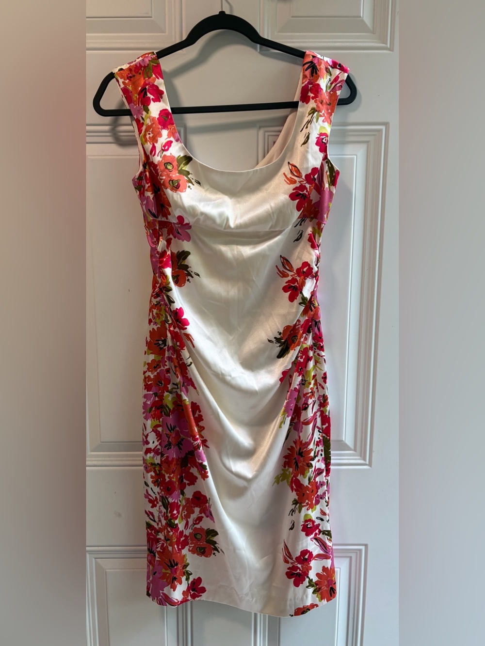 Ivory Dress with Pink & Red Floral Print